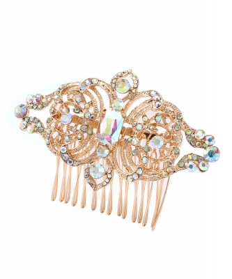 Rhinestone Hair Comb HM320003 GOLD AB